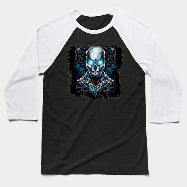 Artificial Intelligence AI Singularity Cyborg Robot Baseball T-Shirt by MLArtifex